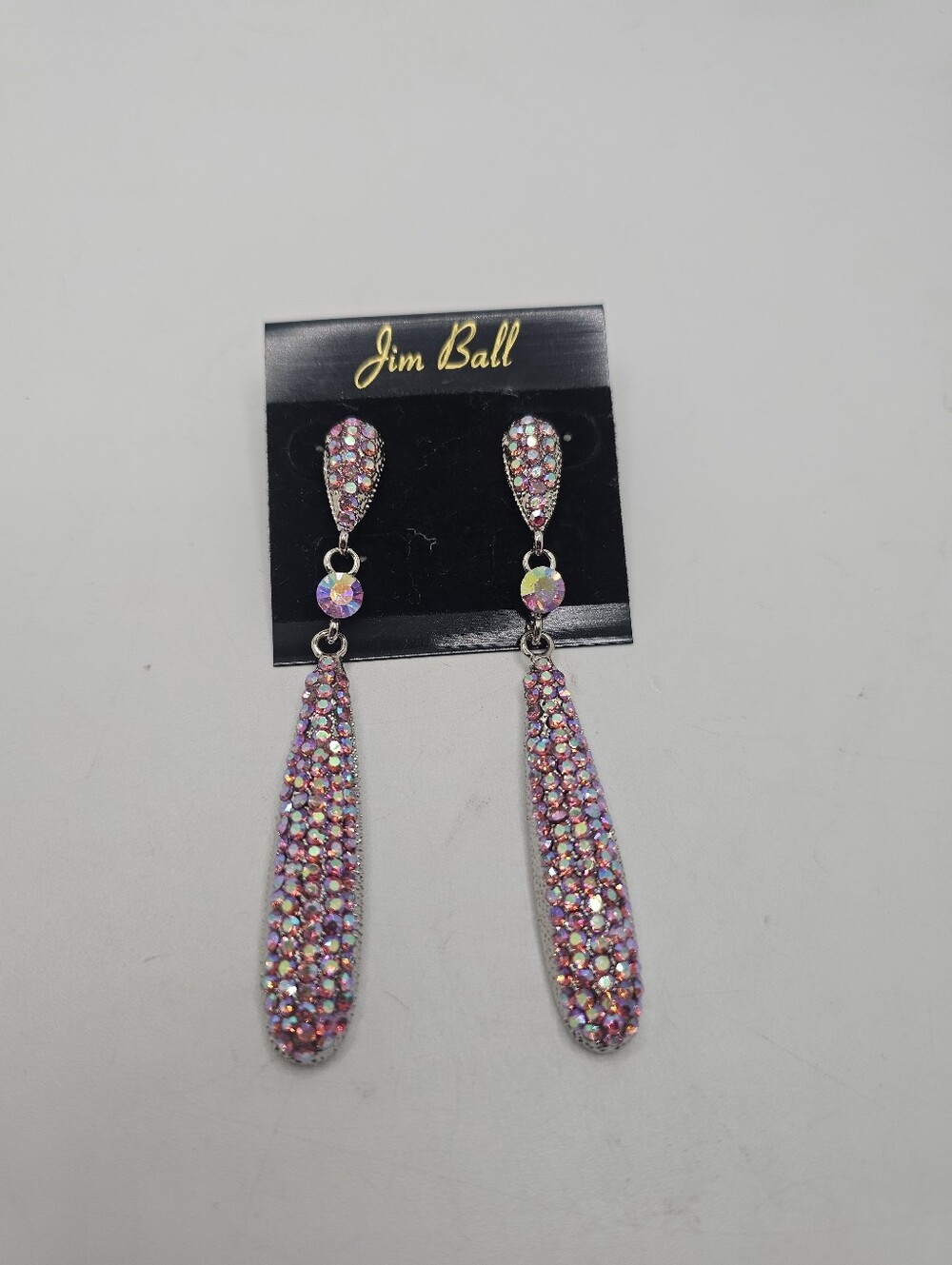 NWOT Jim Ball Pink Crystal Earrings